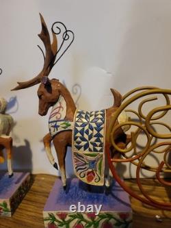 Jim Shore Santa Sleigh Delivering Joy & the 2 Dash Away Reindeer Original Boxes