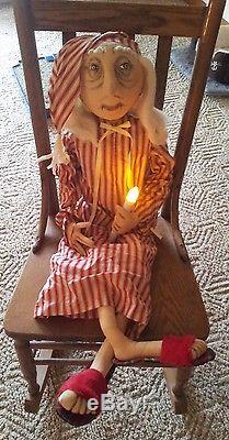 Joe Spencer Primitive Folk Art Christmas EBENEZER SCROOGE Stuffed Fabric Doll