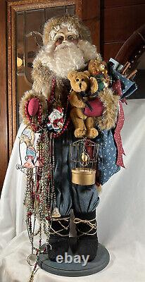 KAREN HASKELL Huge Santa SIGNED 35 Inch Robe Toys Beads Vtg Designer Creation