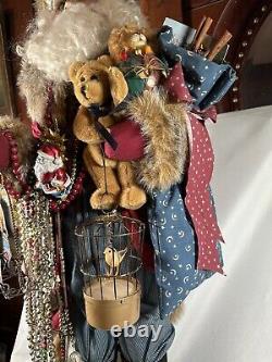 KAREN HASKELL Huge Santa SIGNED 35 Inch Robe Toys Beads Vtg Designer Creation