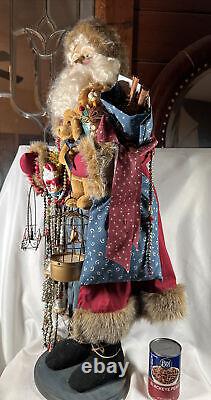 KAREN HASKELL Huge Santa SIGNED 35 Inch Robe Toys Beads Vtg Designer Creation