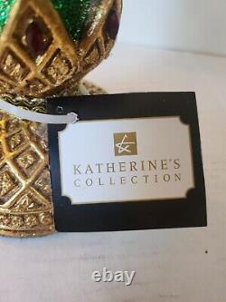 KATHERINE'S COLLECTION JEWELED RED VELVET GOLD PLAID CHRISTMAS TREE 24 New