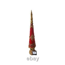 KATHERINE'S COLLECTION JEWELED RED VELVET GOLD PLAID CHRISTMAS TREE 24 New