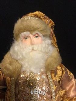 Katherine's Collection Retired 18 Gold Tapestry Santa Doll Christmas