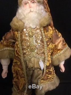 Katherine's Collection Retired 18 Gold Tapestry Santa Doll Christmas