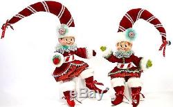 Katherine's Collection Retired Pair Of 24 Poseable Cuckoo Christmas Elf Dolls