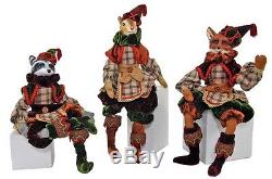 Katherine's Collection Set Of 3 Woodland Lanky Leg Fox Squirrel & Raccoon Dolls