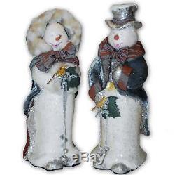 Katherine's Collection TWO Frosted Vintage Caroling Snowman Dolls Store Sale