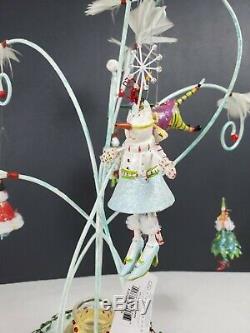 Krinkles CAT DISPLAY TREE + 5 ORNAMENTS Patience Brewster Dept 56 Fish bowl