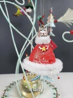 Krinkles CAT DISPLAY TREE + 5 ORNAMENTS Patience Brewster Dept 56 Fish bowl