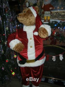 LIFE SIZE ANIMATED 5 FOOT DANCING / SINGING CHRISTMAS SANTA BEAR with MICROPHONE A