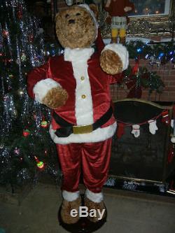 LIFE SIZE ANIMATED 5 FOOT DANCING / SINGING CHRISTMAS SANTA BEAR with MICROPHONE A