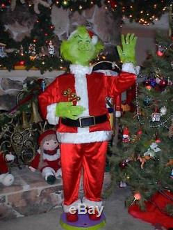 LIFE SIZE ANIMATED 5 FOOT GRINCH STOLE CHRISTMAS with MICROPHONE FIGURE DISPLAY