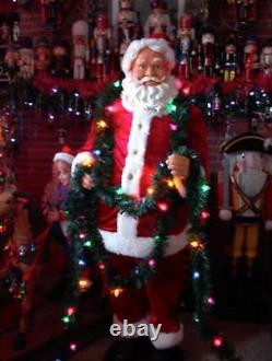 LIFE SIZE ANIMATED 5 FOOT SANTA in TANGLED LIGHTS with MICROPHONE CHRISTMAS (B1)