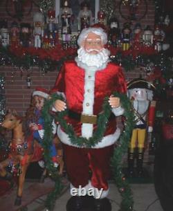 LIFE SIZE ANIMATED 5 FOOT SANTA in TANGLED LIGHTS with MICROPHONE CHRISTMAS (B1)