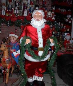 LIFE SIZE ANIMATED 5 FOOT SANTA in TANGLED LIGHTS with MICROPHONE CHRISTMAS (B1)