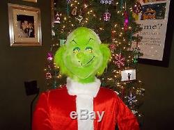 LIFESIZE ANIMATED SINGING GEMMY SANTA GRINCH 5 ft. Tall with Adapter microphone