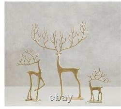 LOT Pottery Barn MERRY Reindeer Object (3) SMALL MEDIUM LARGE In GOLD