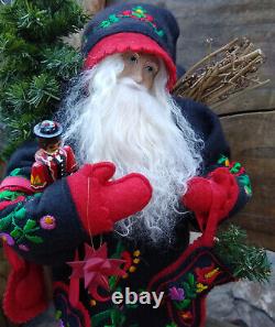 LYNN HANEY HUNGARIAN CHRISTMAS SANTA VIVID EMBROIDERY 18 year 1994 Signed RARE