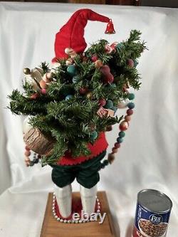 LYNN HANEY SIGNED Santa 18 Inch European 1996 Christmas Tree Toys Beads Vintage