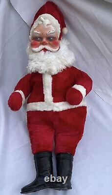 Large 30 Inch Rushton Sitting Side Eye Santa Black Boots Clean VTG Collectible