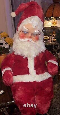 Large 30 Inch Rushton Sitting Side Eye Santa Black Boots Clean VTG Collectible