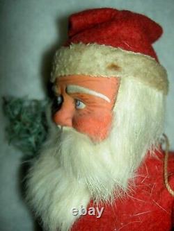 Large ANTIQUE German SANTA papermache candy container, labeled c. 1890 very good