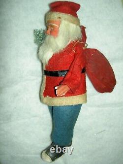 Large ANTIQUE German SANTA papermache candy container, labeled c. 1890 very good