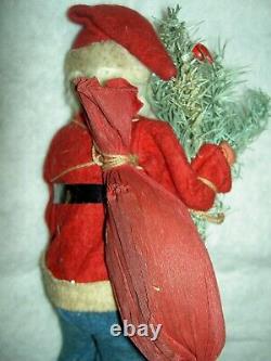 Large ANTIQUE German SANTA papermache candy container, labeled c. 1890 very good