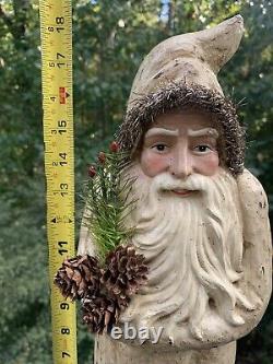 Large Antique German Composite Belsnickle Santa On Snow Mound