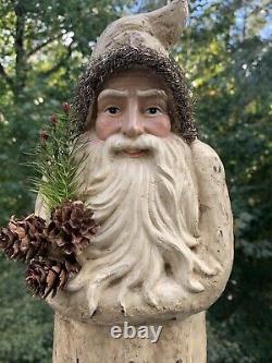 Large Antique German Composite Belsnickle Santa On Snow Mound