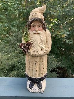 Large Antique German Composite Belsnickle Santa On Snow Mound