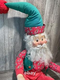 Large Christmas Elf Doll Figurine Bearded Santa Elf. Poseable. 36 in