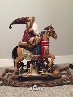 Large Christmas Rocking Horse With Santa Costco MIB Carved Wood Look