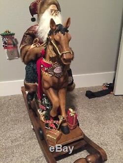 Large Christmas Rocking Horse With Santa Costco MIB Carved Wood Look