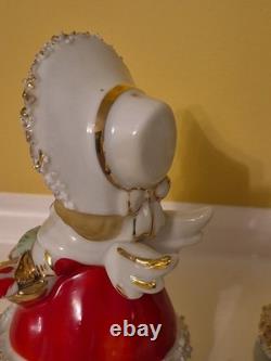 Lefton Vintage Christmas Angel Caroler Bell with Spaghetti Trim Complete Set of 3