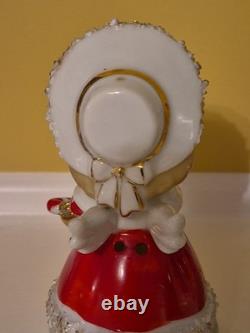 Lefton Vintage Christmas Angel Caroler Bell with Spaghetti Trim Complete Set of 3