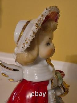 Lefton Vintage Christmas Angel Caroler Bell with Spaghetti Trim Complete Set of 3