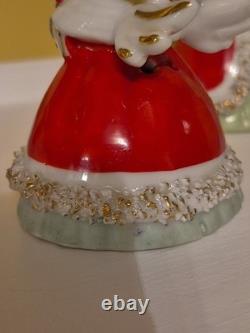 Lefton Vintage Christmas Angel Caroler Bell with Spaghetti Trim Complete Set of 3