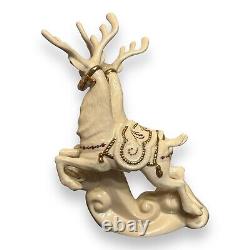 Lenox China Dash Away All Prancer & Vixen Reindeer Christmas Decor Gold White