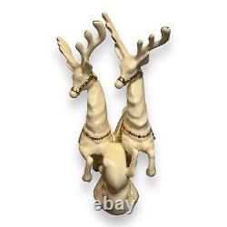 Lenox China Dash Away All Prancer & Vixen Reindeer Christmas Decor Gold White