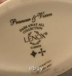 Lenox China Dash Away All Prancer & Vixen Reindeer Christmas Decor Gold White