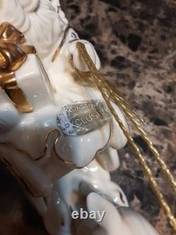 Lenox Santa With Sleigh & Reindeer Christmas Figurine 12.5 L Porcelain Gold