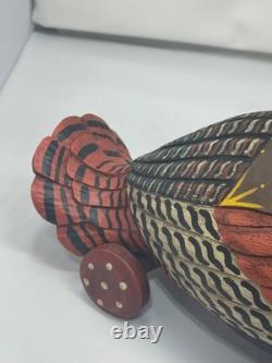 Leo Smith Folk Art Thanksgiving Pilgrim Riding Turkey Figurine