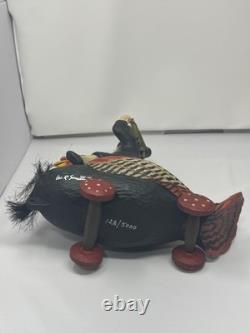 Leo Smith Folk Art Thanksgiving Pilgrim Riding Turkey Figurine
