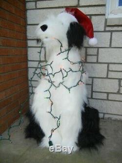 Lifesize Animated Christmas Sheep Dog Entangled In Lights Talks Sings Moves