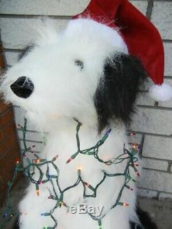 Lifesize Animated Christmas Sheep Dog Entangled In Lights Talks Sings Moves