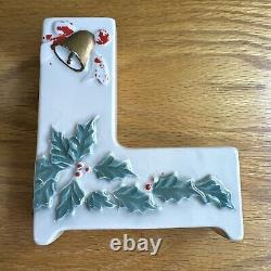 Lipper Mann Ceramic Santa Reindeer In Flight Christmas Noel Candleholder Set