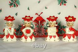 Lipper & Mann Christmas NOEL BELLS Poinsettia Hats Snowflakes 1950s Japan 1 SET