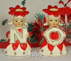 Lipper & Mann Christmas NOEL BELLS Poinsettia Hats Snowflakes 1950s Japan 1 SET